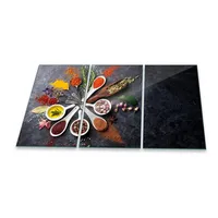 Decorwelt Herdabdeckplatte Abdeckung Ceranfeld Abdeckplatte Schneidebrett 3-Teilig 90x52 Gewürze