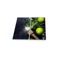 Decorwelt Herdabdeckplatte Abdeckung Ceranfeld Abdeckplatte Schneidebrett 2-Teilig 60x52 Zitrone