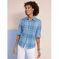 Classic Basics Sieh an! Karobluse in eisblau-apricot-kariert | Gr.: