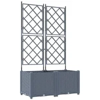 VidaXL Pflanzkasten mit Rankgitter 2 Stk. Hellgrau 80x40x143 cm