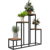 Outsunny Pflanzenständer, Blumenregal mit 4 Etagen, Pflanzenregal für Garten,
