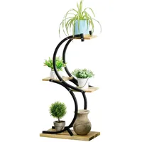 Outsunny Pflanzenregal,, Mehrfarbig, Holz, 25x91x46 cm Wohnzimmer, Wohnzimmertische, Blumenständer