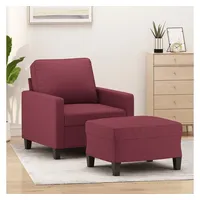 VidaXL Sessel mit Hocker Weinrot 60 cm Stoff