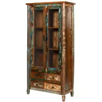 MASSIVMOEBEL24.DE Vitrine Altholz 85 x 42 x 180 cm