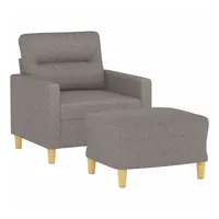 VidaXL Sessel mit Hocker Taupe 60 cm Stoff