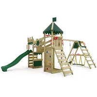 FATMOOSE Spielturm Ritterburg RiverRun mit Schaukel SurfSwing & Rutsche,