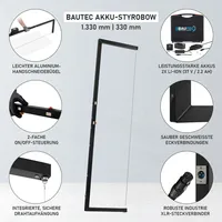 Bautec Akku-Styrobow Handschneidebügel (1.330mm / 330mm) inkl. 2 Li-Ion
