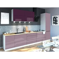 Feldmann-Wohnen Küchenzeile Florence 392 cm purpurviolett / pastellviolett braun