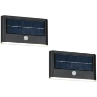 Meine wunschleuchte 2er SET Solar Außen-Wandleuchte flach mit Bewegungsmelder,