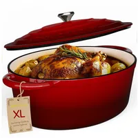 Schmorgold Bräter Gusseisen Oval, 33cm emailliert 6L mit Deckel