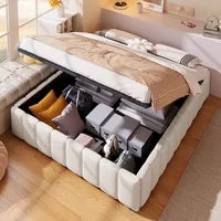 Merax Polsterbett 140x200 cm mit hydraulischem Stauraum, Doppelbett ohne