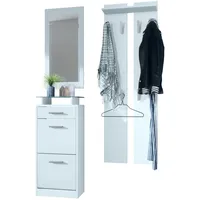 Vladon Garderobe, Weiß, Holzwerkstoff, 140x200x23 cm, Garderobe, Garderoben-Sets &