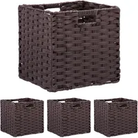 Relaxdays Aufbewahrungskorb, 4er Set, geflochten, Kleidung, Spielzeug, HBT: 31