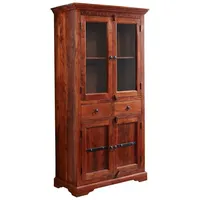 Massivmoebel24 - Vitrine Akazie 90x44x180 nougat lackiert OXFORD #1011