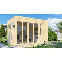 BERTILO Holz-Gartenhaus Cubus 3 Office Natur 337 cm x