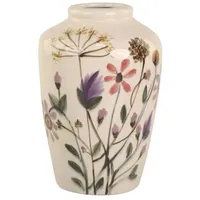 Chic Antique Steingut Vase mit Blumenmotiv, Höhe 25, Ø