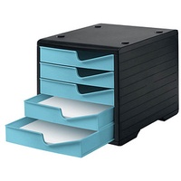 Styro Schubladenbox styroswingbox aqua 275-8430.5291, DIN A4 mit 5
