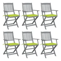VidaXL Klappbare Gartenstühle 6 Stk. mit Sitzkissen Massivholz Akazie