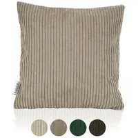 Lycce Kissenbezug 40x40 cm in Taupe - Weicher Cordstoff,