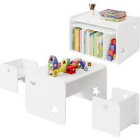 Woltu - Kindertisch mit 2 Stühlen, Kindersitzgruppe Kindersitzbank, Kinder