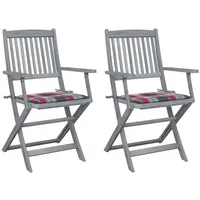 VidaXL Klappbare Gartenstühle 2 Stk. mit Kissen Massivholz Akazie