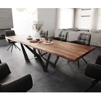 DeLife Esstisch Edge 300x100 XL Akazie Braun Spider Flachstahl