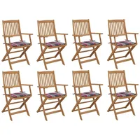 VidaXL Klappbare Gartenstühle mit Kissen 8 Stk. Massivholz Akazie