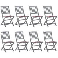 VidaXL Klappbare Gartenstühle 8 Stk. mit Kissen Massivholz Akazie