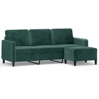 VidaXL 3-Sitzer-Sofa mit Hocker Dunkelgrün 180 cm Samt