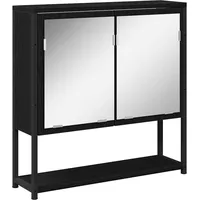 VidaXL Badezimmerspiegelschrank mit Tür Schwarze Eiche 60 x 16