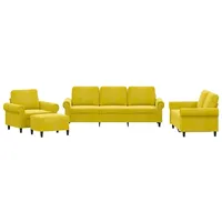 VidaXL 4-tlg. Sofagarnitur mit Kissen Gelb Samt