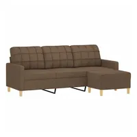 VidaXL 3-Sitzer-Sofa mit Hocker Braun 180 cm Stoff