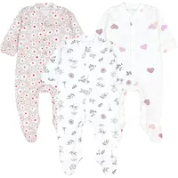TupTam Baby Mädchen Schlafstrampler mit Fuß 3er Pack, Farbe: