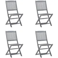VidaXL Klappbare Gartenstühle 4 Stk. mit Kissen Massivholz Akazie