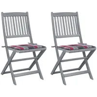 VidaXL Klappbare Gartenstühle 2 Stk. mit Kissen Massivholz Akazie