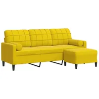 VidaXL 3-Sitzer-Sofa mit Hocker Gelb 180 cm Samt