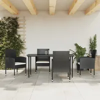 VidaXL 5-tlg. Garten-Essgruppe Schwarz Poly Rattan und Stahl