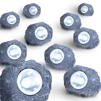 GLOBO 10er Set LED Solar Außenleuchte Stein grau Garten