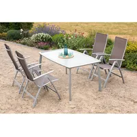 Merxx Gartenmöbel-Set Carrara 5-tlg. Taupe inkl. Klappsessel