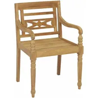 VidaXL Batavia-Stühle 2 Stk. mit Hellgrünen Kissen Teak Massivholz