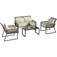 Outsunny Polyrattan Gartenmöbel Set 4 Personen wetterfest Balkonmöbel-Set -