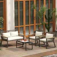 Outsunny Polyrattan Gartenmöbel Set 4-tlg. Grau/Beige