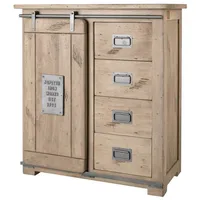 MASSIVMOEBEL24.DE Railway Kommode 90x45x100 Mango, Farbe:beige lackiert, Größe:90x45x100 cm