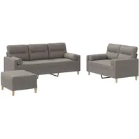 VidaXL 3-tlg. Sofagarnitur mit Kissen Taupe Stoff