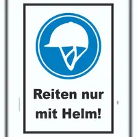 HB-Druck Reiten nur mit Helm Schild A5 (148x210mm)
