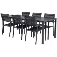 VCM ebuy24 Break Gartenset Tisch 90x205cm Schwarz 6 Stühle