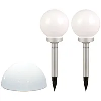 ETC Shop Kugelleuchte Kunststoff 3er Set spritzwassergeschützt Solar weiß
