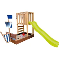 Axi Vicky Spielplatz aus Holz gelbe Rutsche Sandkasten. Spielküche