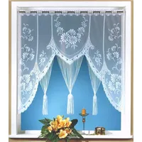 Heimtexland ® Raffinierte Scheibengardine Fensterbild M-Bogen Fadengardine Gebogte Spitze