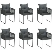 VidaXL Gartenstühle 6 Stk. mit Kissen Poly Rattan Schwarz